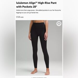 Lululemon Align leggings with pockets size 4